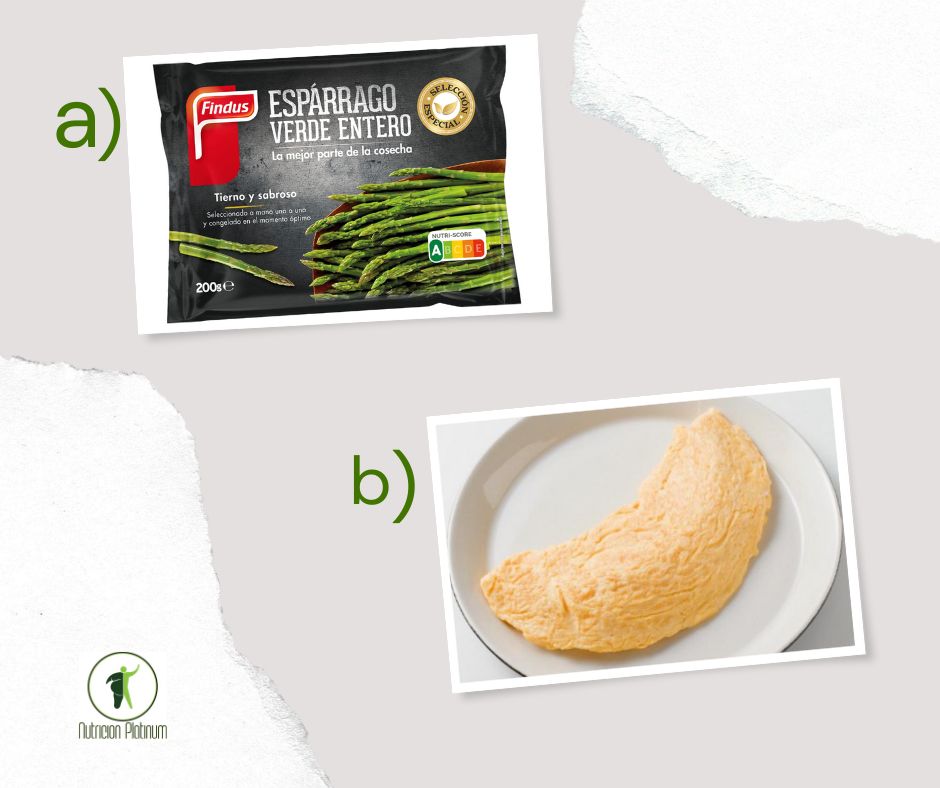 Espárragos verdes con tortilla francesa.